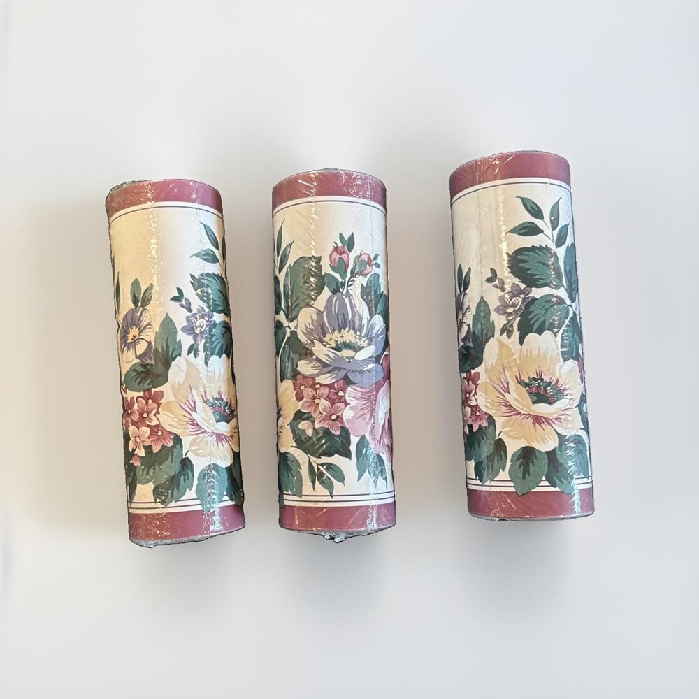 3 New Sealed Pre-Pasted Floral Border Rolls Spring Flowers 0202 D W Wallcovering